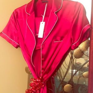 Journelle Silk Pajama Set, Scarlet Red